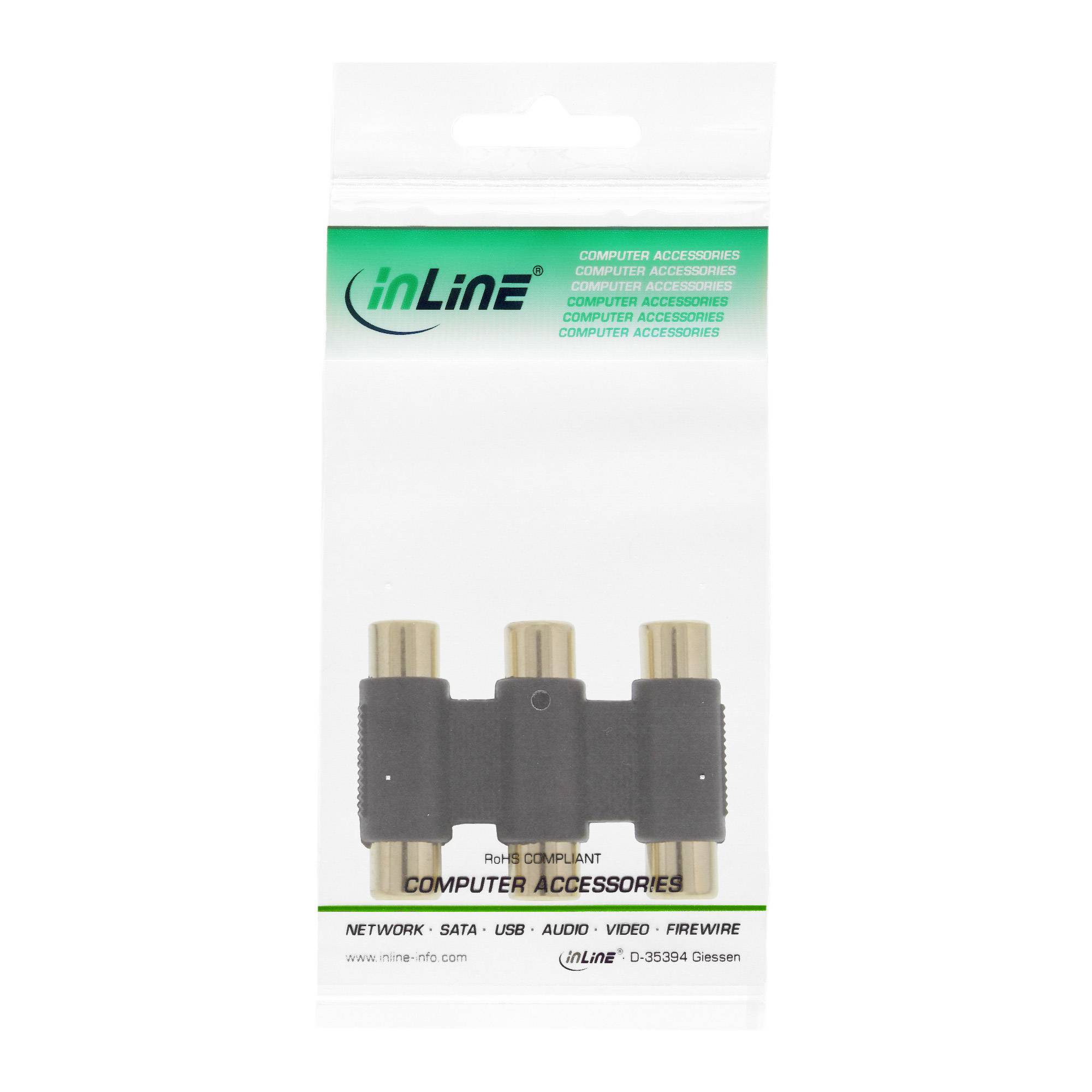 INLINE - Audio/Video Adapter - 3x Cinch Buchse auf 3x Cinch Buchse - vergoldet