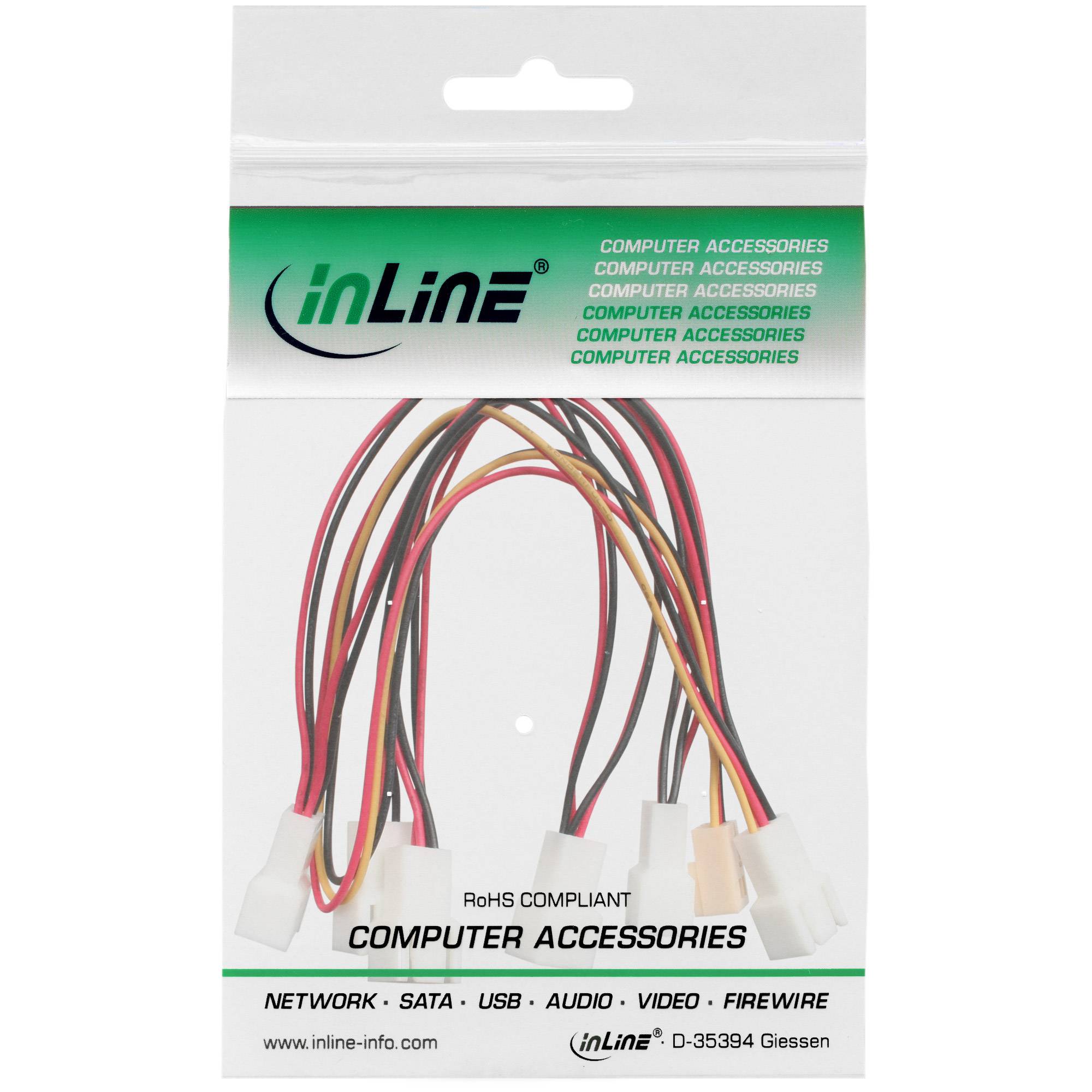 INLINE - Lüfter Adapterkabel - 3pol Molex Buchse an 6x 3pol Molex Stecker