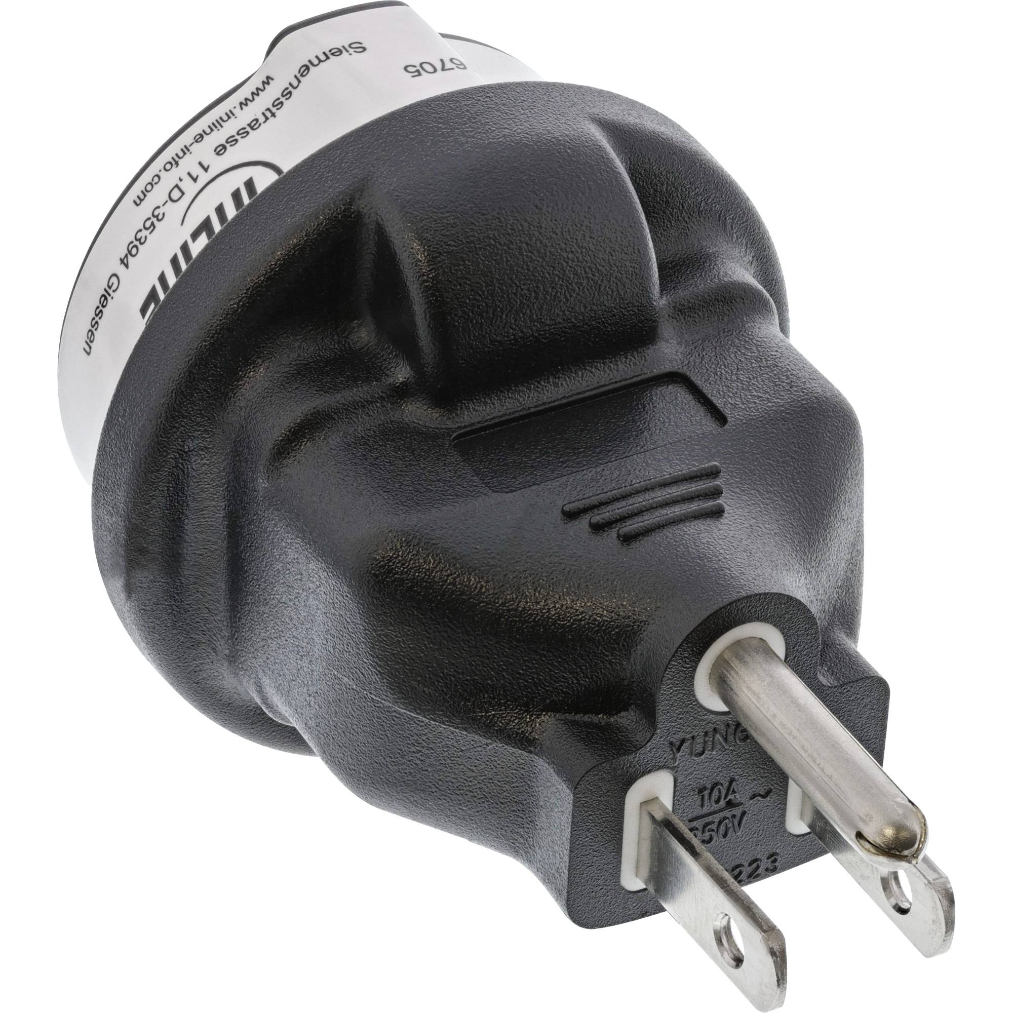 INLINE - Reiseadapter - USA Stecker auf Schutzkontakt Buchse