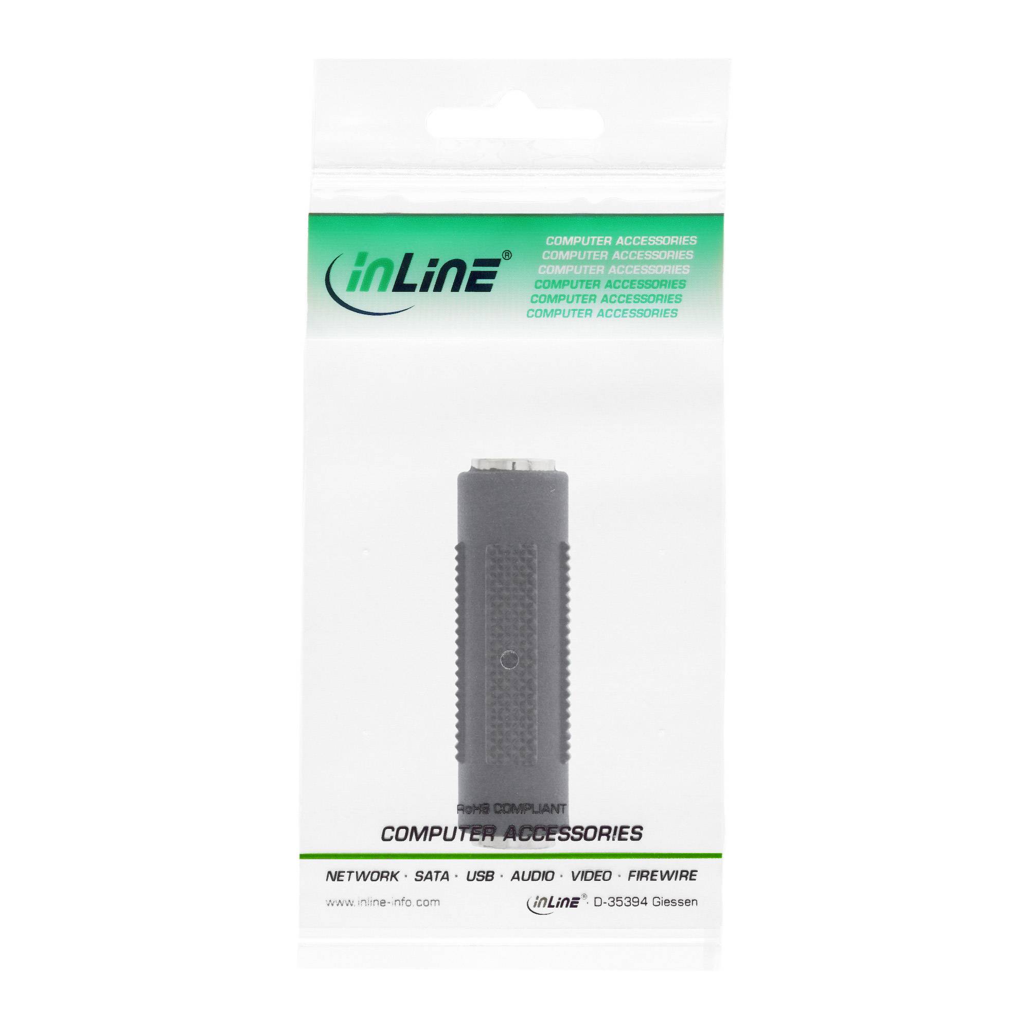 Verpackter inLine-Computerzubehöradapter in einer durchsichtigen Kunststoff-Blisterverpackung, der einen kleinen grauen Stecker zeigt, der mit „COMPUTERZUBEHÖR