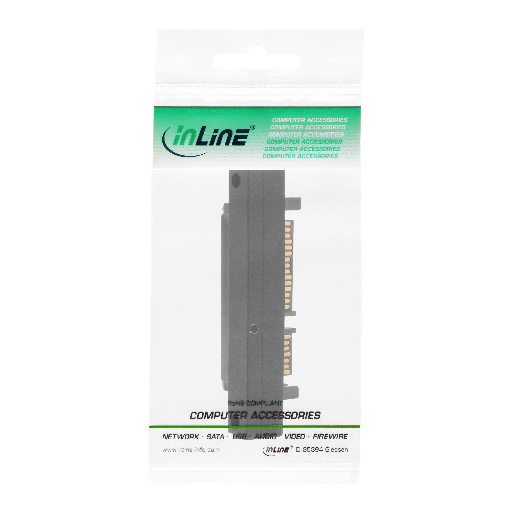 INLINE - SATA Adapter Stecker / Buchse - 22pol. (15+7) - aufwärts gewinkelt
