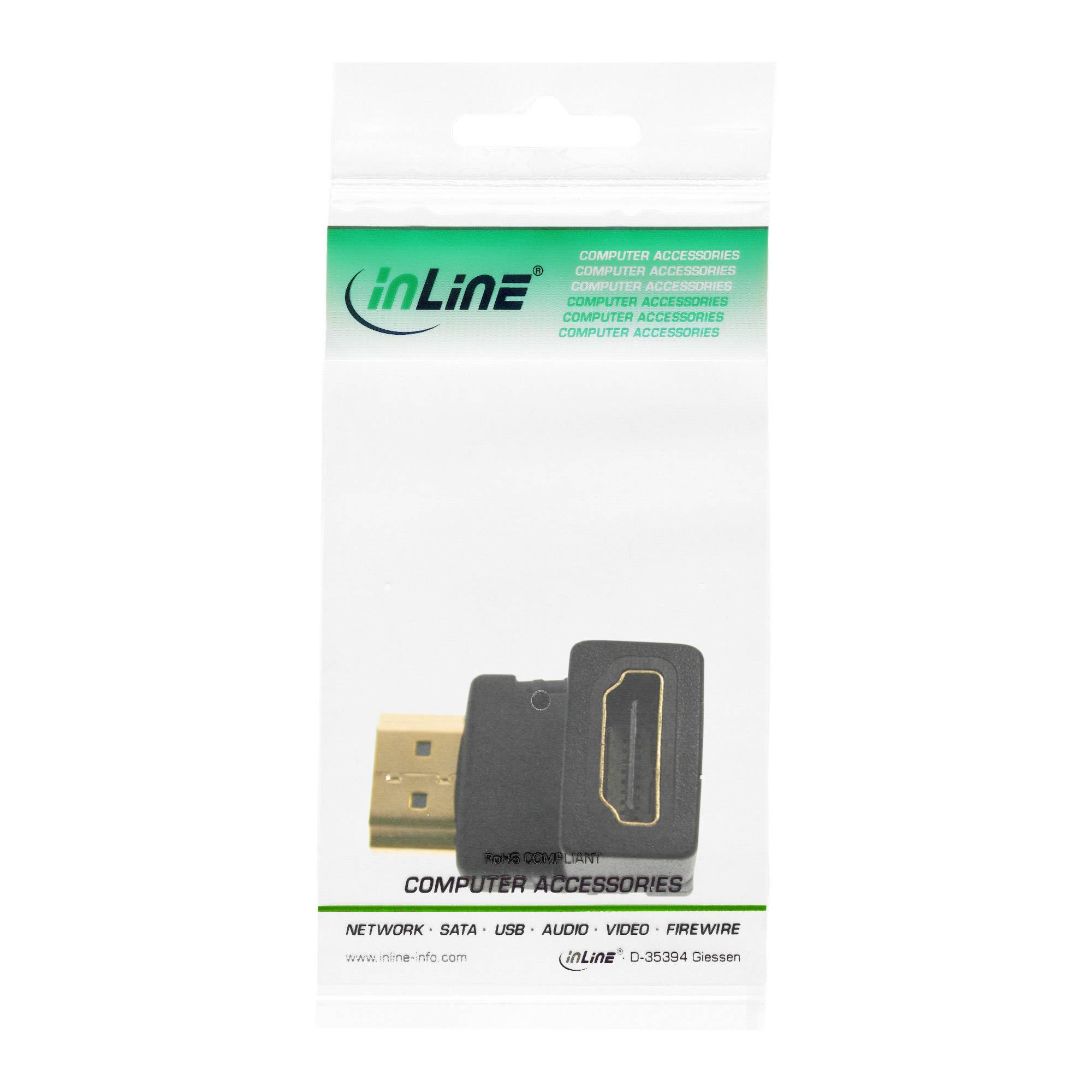 INLINE - HDMI Adapter - Stecker/Buchse - gewinkelt unten - vergoldete Kontakte - 4K2K