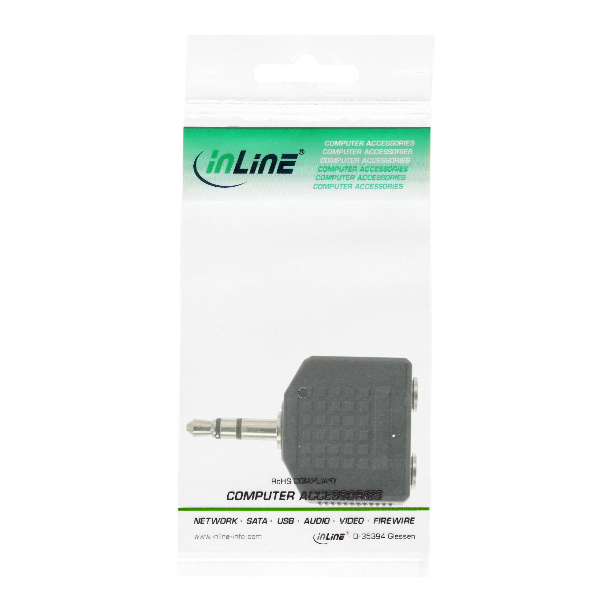 INLINE - Audio Adapter - 3,5mm Klinke Stecker an 2x 3,5mm Klinke Buchse - Stereo