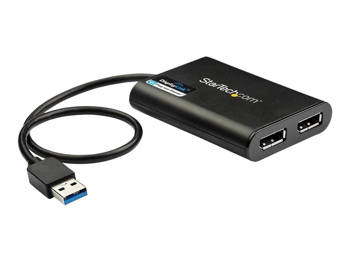 StarTech.com USB 3.0 to Dual DisplayPort Adapter 4K 60Hz, DisplayLink Certified, Video Converter with External Graphics