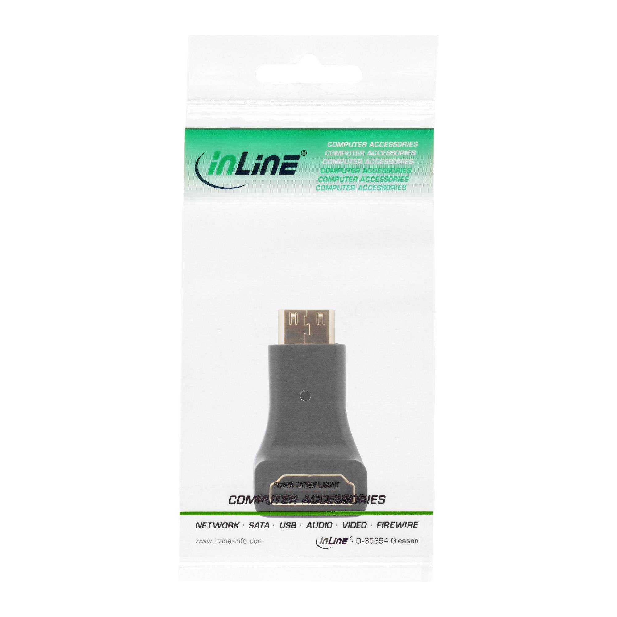 INLINE - HDMI Adapter - HDMI A Buchse auf Mini HDMI C Stecker - gewinkelt - 4K2K