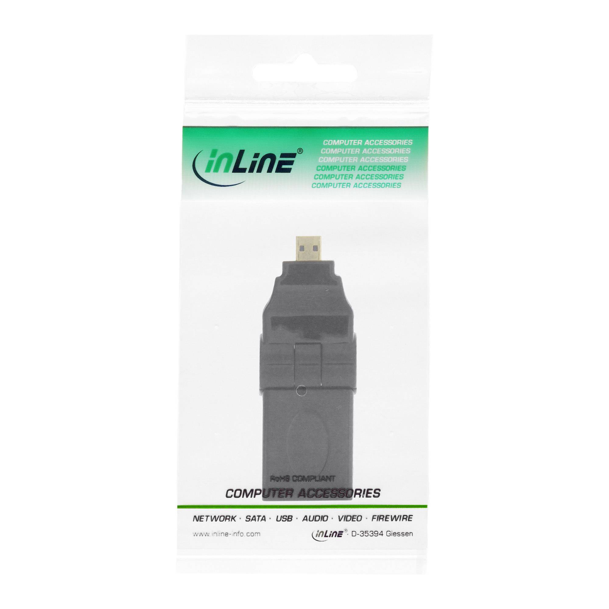INLINE - HDMI Adapter - HDMI A Buchse auf Micro HDMI D Stecker - flexibel - 4K2K