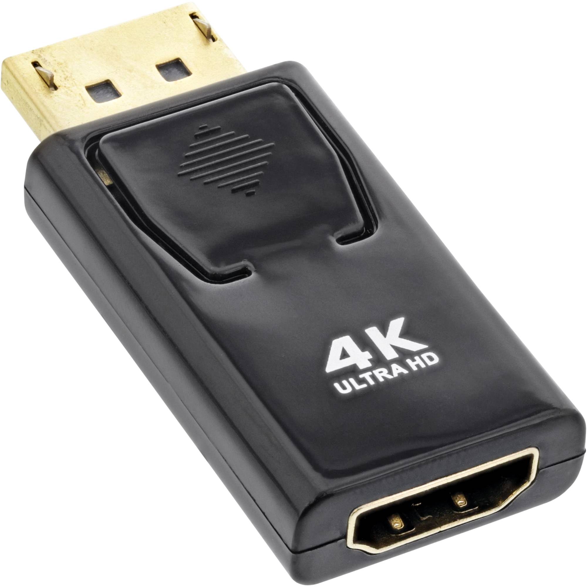 InLine - Videoadapter - DisplayPort männlich bis HDMI weiblich - Schwarz - aktiver Signalwandler, unterstützt 4K 60 Hz (3840 x 2160)