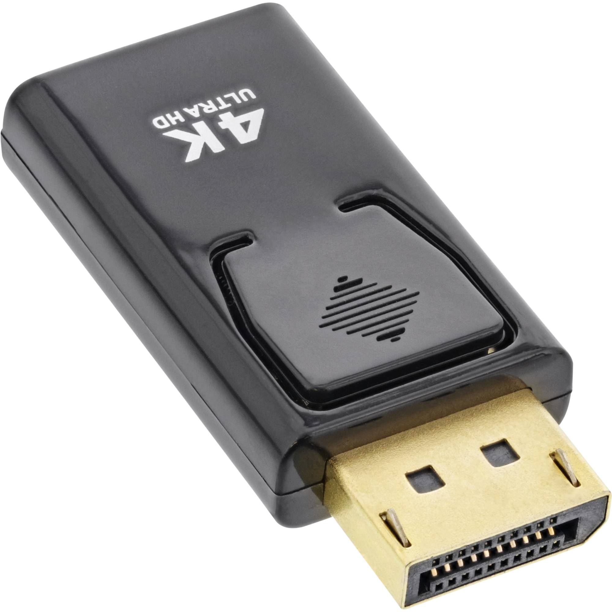 InLine - Videoadapter - DisplayPort männlich bis HDMI weiblich - Schwarz - aktiver Signalwandler, unterstützt 4K 60 Hz (3840 x 2160)