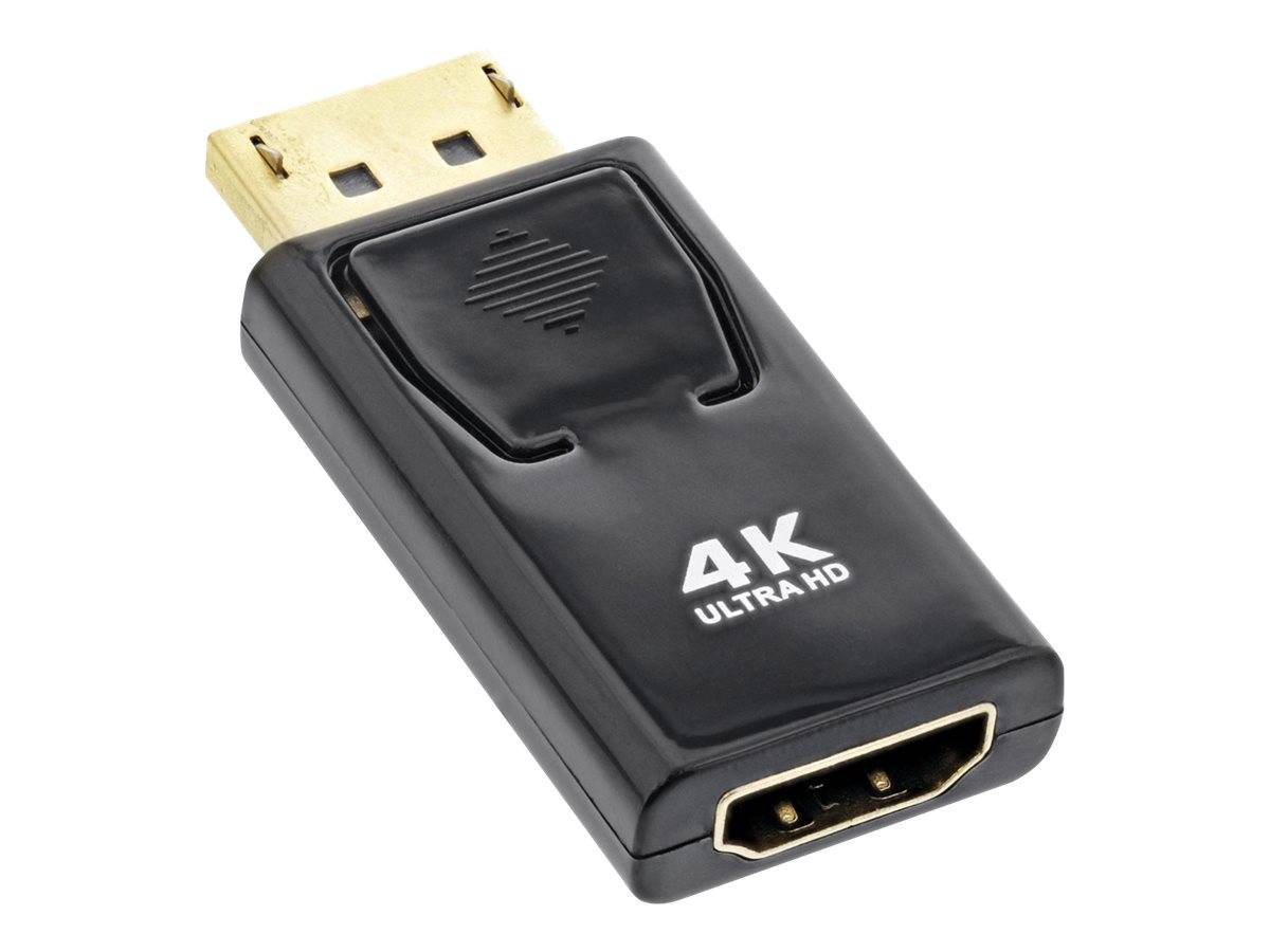 InLine - Videoadapter - DisplayPort männlich bis HDMI weiblich - Schwarz - aktiver Signalwandler, unterstützt 4K 60 Hz (3840 x 2160)