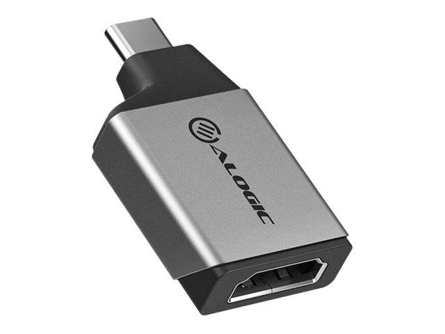 USB-C zu HDMI Adapter-Dongle mit schwarzem und silbernem Gehäuse und 