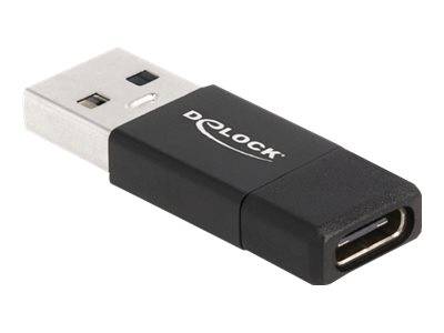 DeLock USB-C Adapter in Schwarz mit USB-A Stecker und USB-C Buchse