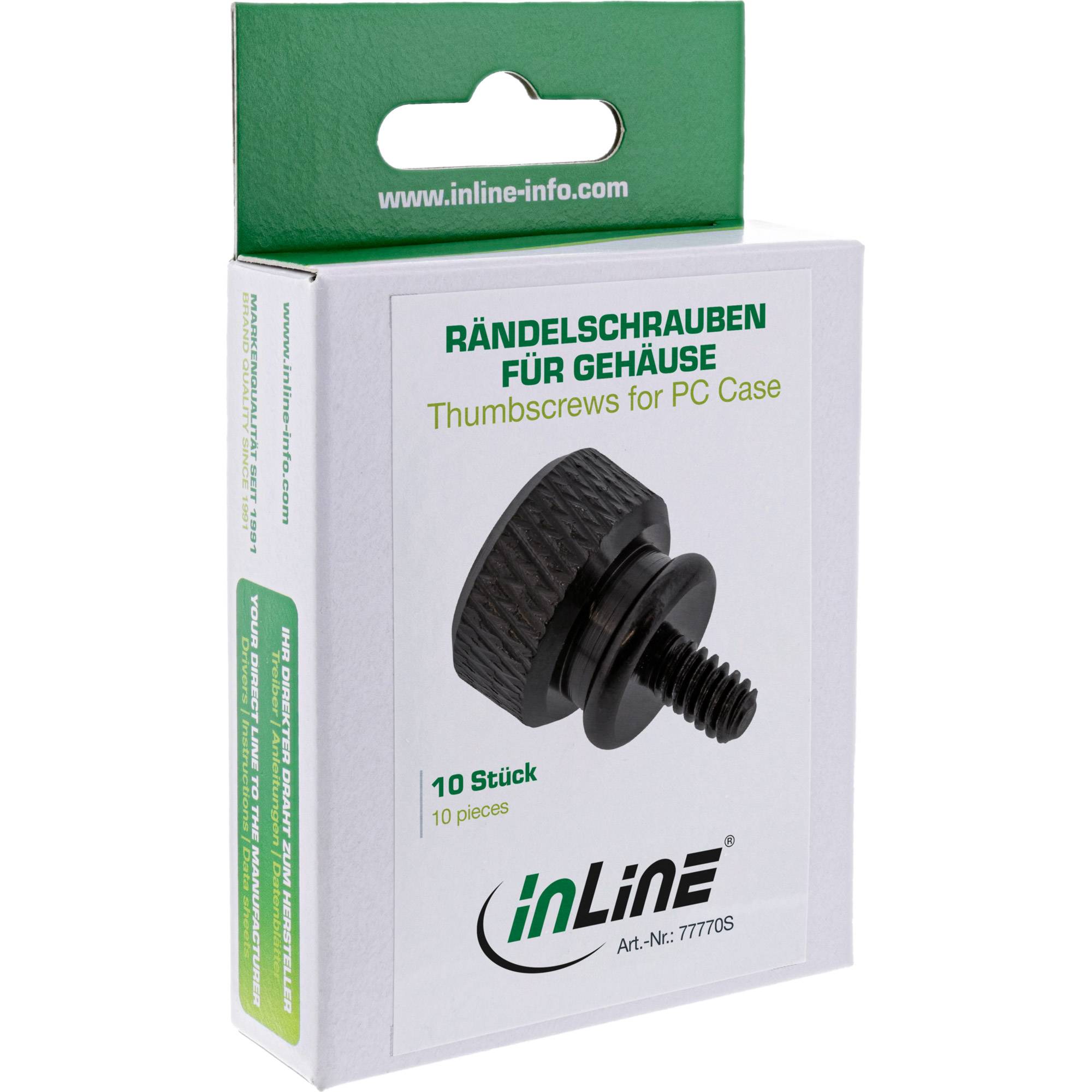INLINE - Rändelschrauben für Gehäuse - Alu - schwarz - 10er Pack