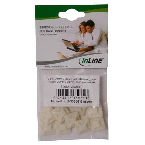 INLINE - Befestigungssockel für Kabelbinder - 20x20mm - selbstklebend - 10 Stück
