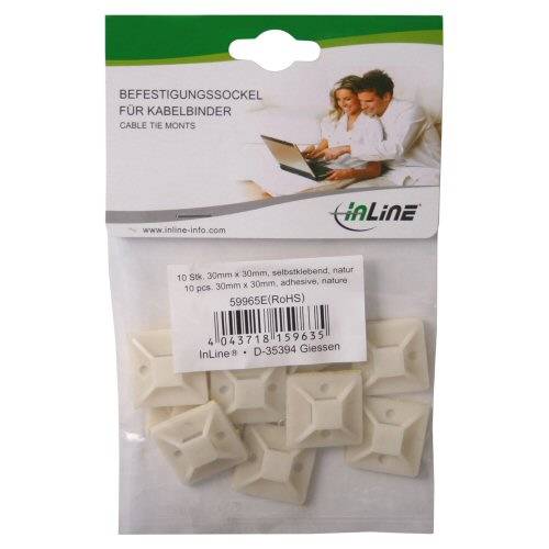 INLINE - Befestigungssockel für Kabelbinder - 30x30mm - selbstklebend - 10 Stück