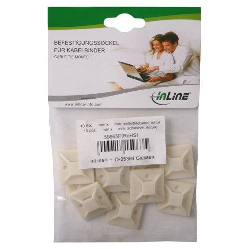 INLINE - Befestigungssockel für Kabelbinder - 40x40mm - selbstklebend - 10 Stück