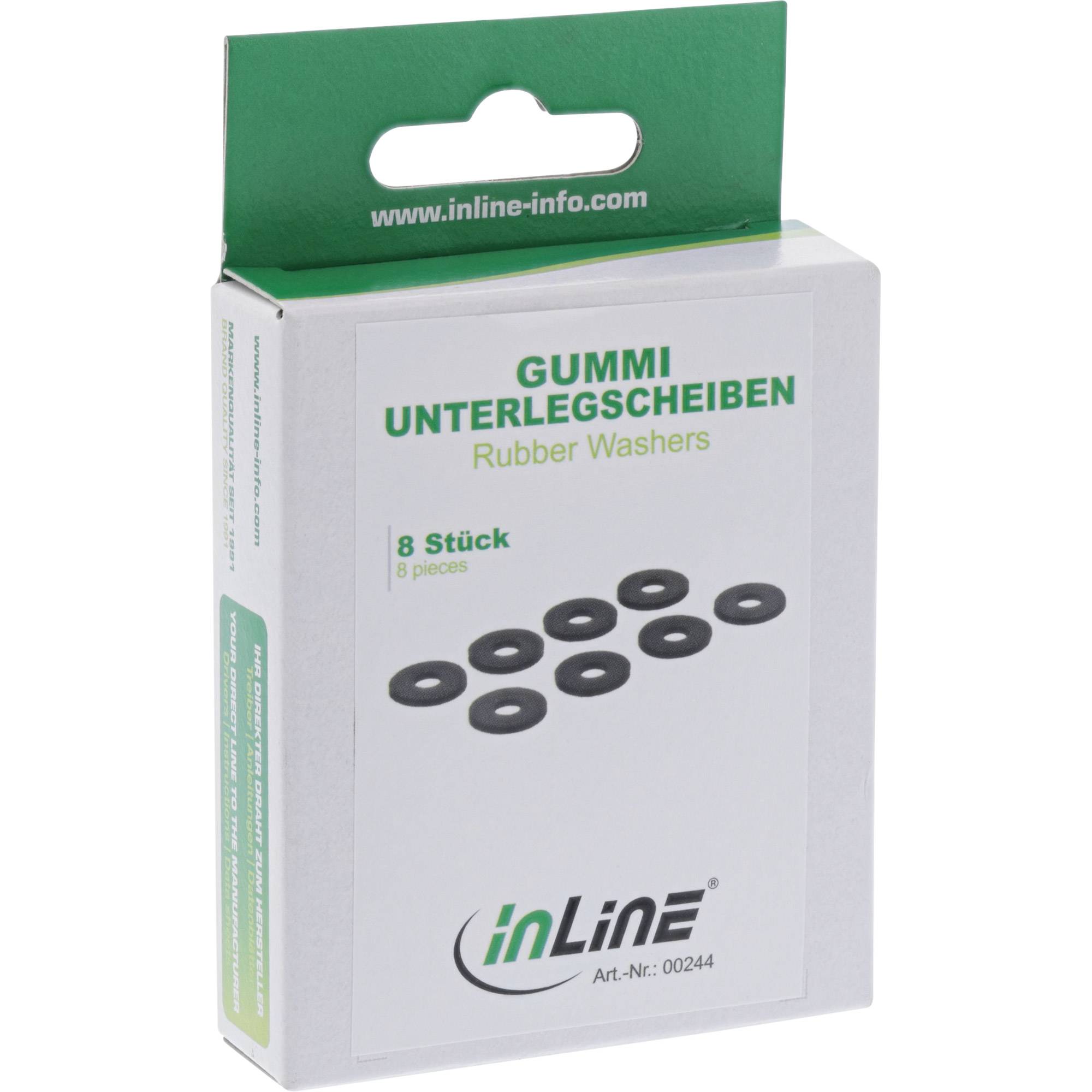InLine - Gummiunterlegscheiben für Festplattenlaufwerk (Packung mit 8)
