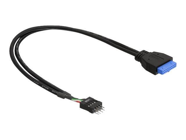 Schwarzer Kabeladapter mit einem blauen 15-Pin-Stecker auf einer Seite und einem 4-poligen internen Stecker auf der anderen Seite.