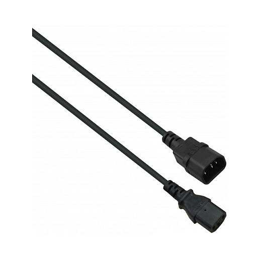 Zwei schwarze Stromkabel mit passenden Steckverbindern auf weißem Hintergrund.