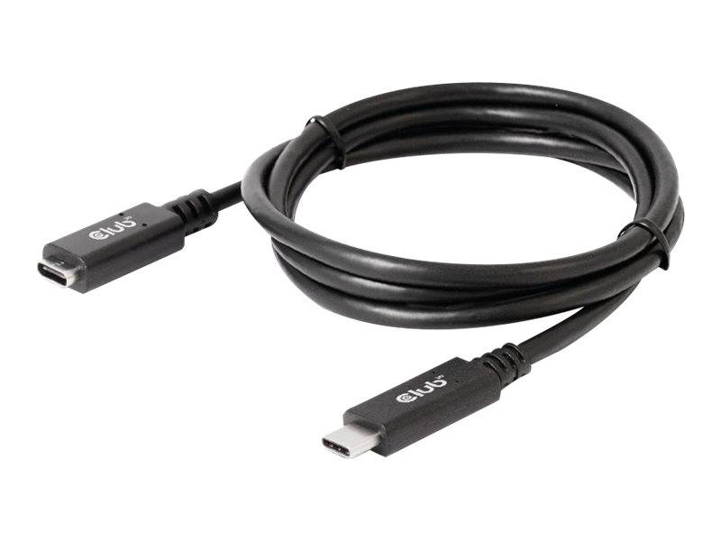 Schwarzes USB-C-Lade-/Datenkabel aufgerollt auf weißem Hintergrund, mit USB-C-Anschlüssen an beiden Enden und Markenname 