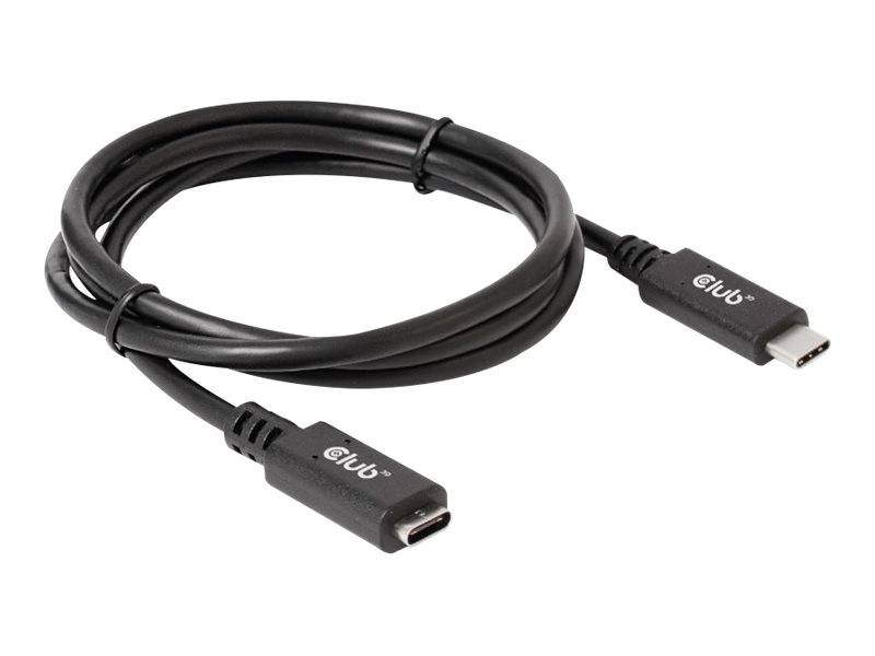 Schwarzes USB-C-Kabel aufgerollt auf weißem Hintergrund, mit USB-C-Steckverbindern auf beiden Enden.