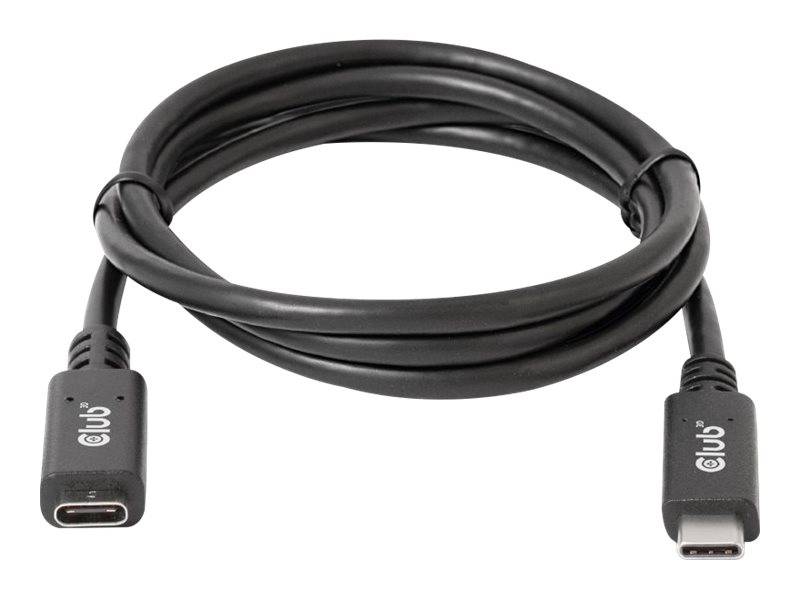 Schwarzes USB-C-Kabel mit Anschlüssen an beiden Enden, aufgerollt auf weißem Hintergrund.