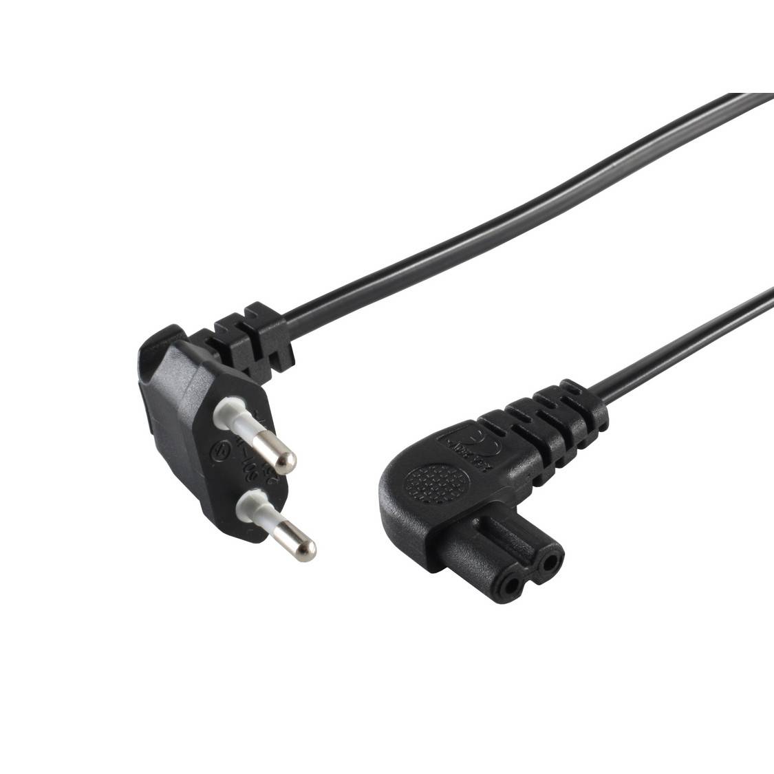 Netzkabel, Eurostecker auf Euro Doppelbuchse, gewinkelt, 1,5m