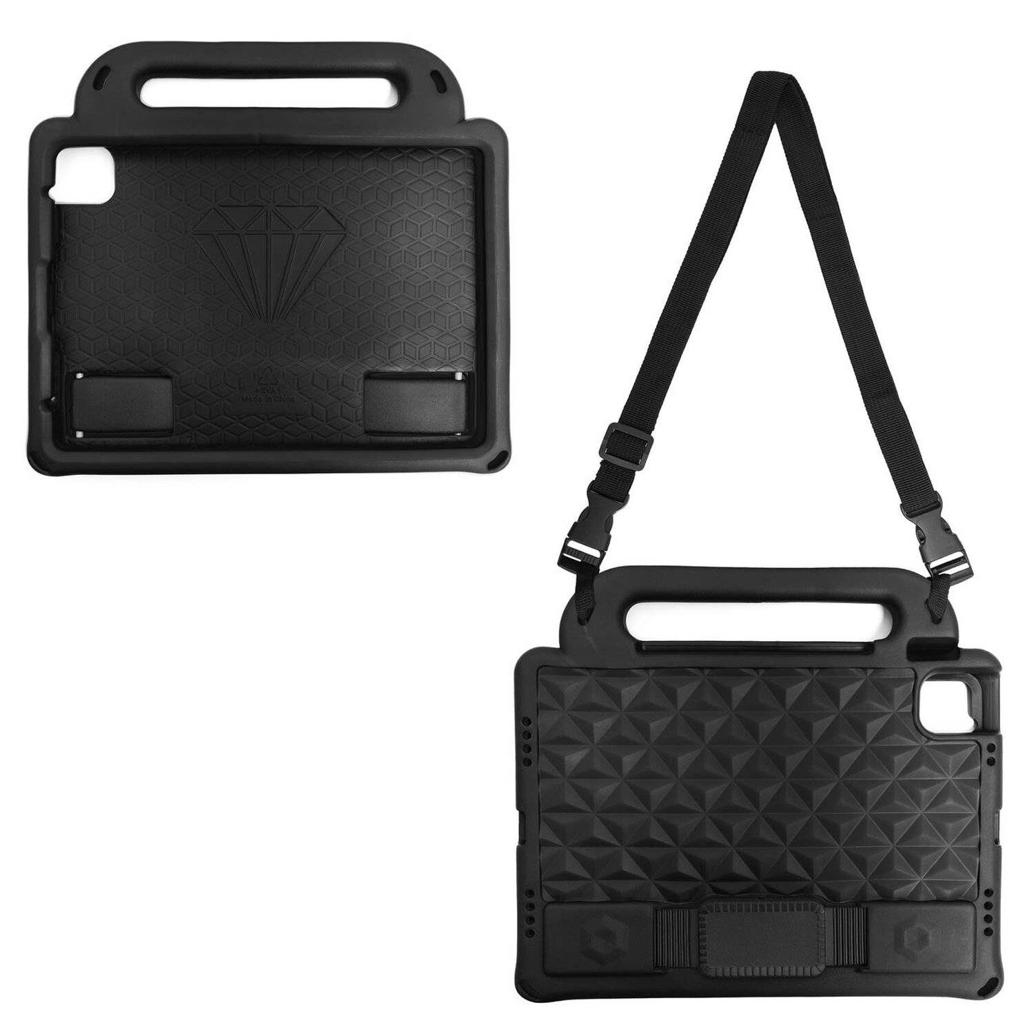 Diamond Tablet Case Armored Schutzhülle mit Stifthalter Gurt Standfunktion für iPad 10.2" 2020/2019 Schwarz