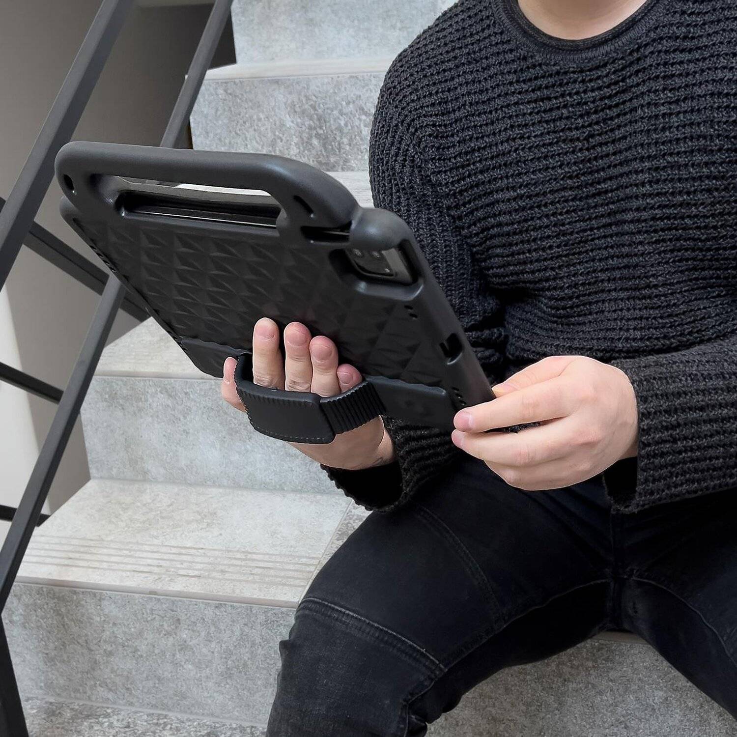 Diamond Tablet Case Armored Schutzhülle mit Stifthalter Gurt Standfunktion für Samsung Galaxy Tab S6 Lite Grün