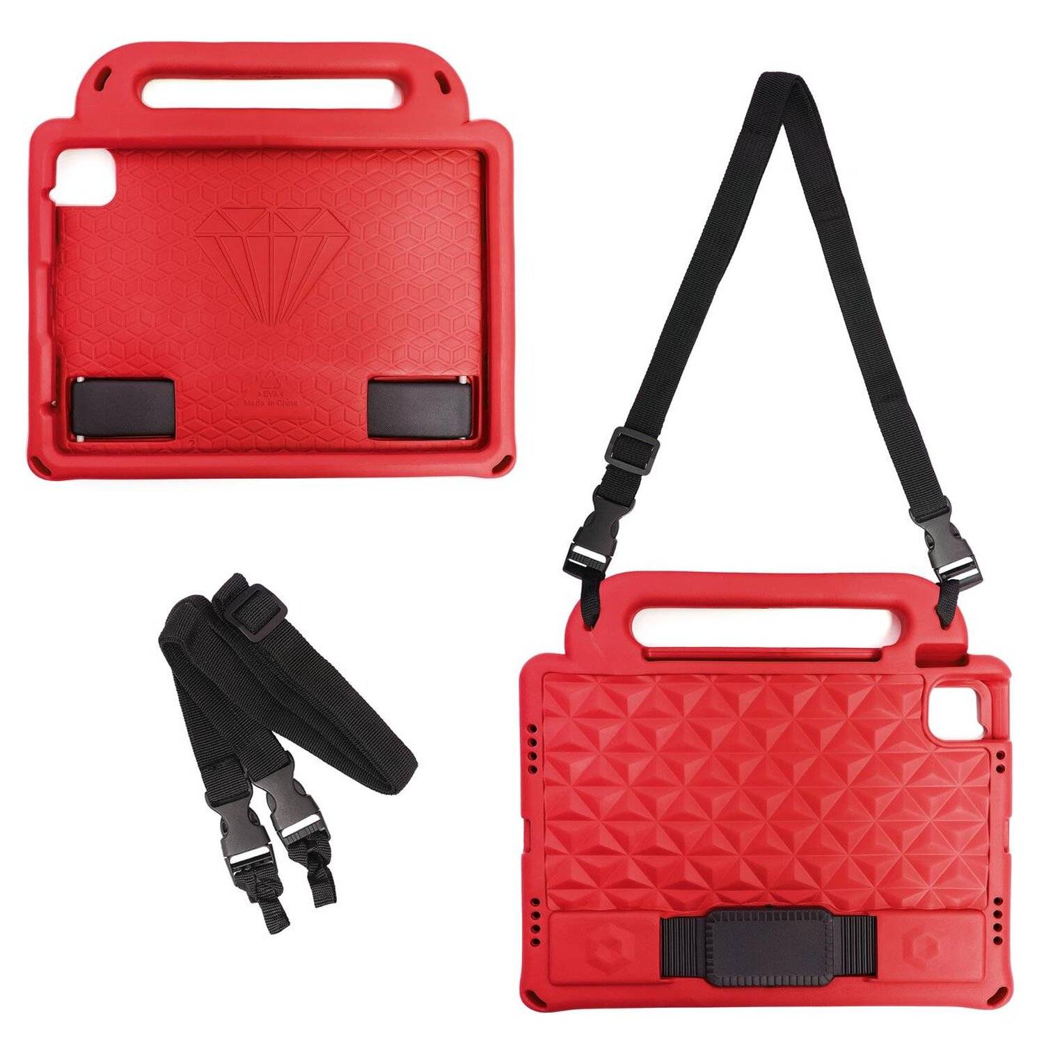 Diamond Tablet Case Armored Schutzhülle mit Stifthalter Gurt Standfunktion für Samsung Galaxy Tab A7 10.4" 2020 Rot