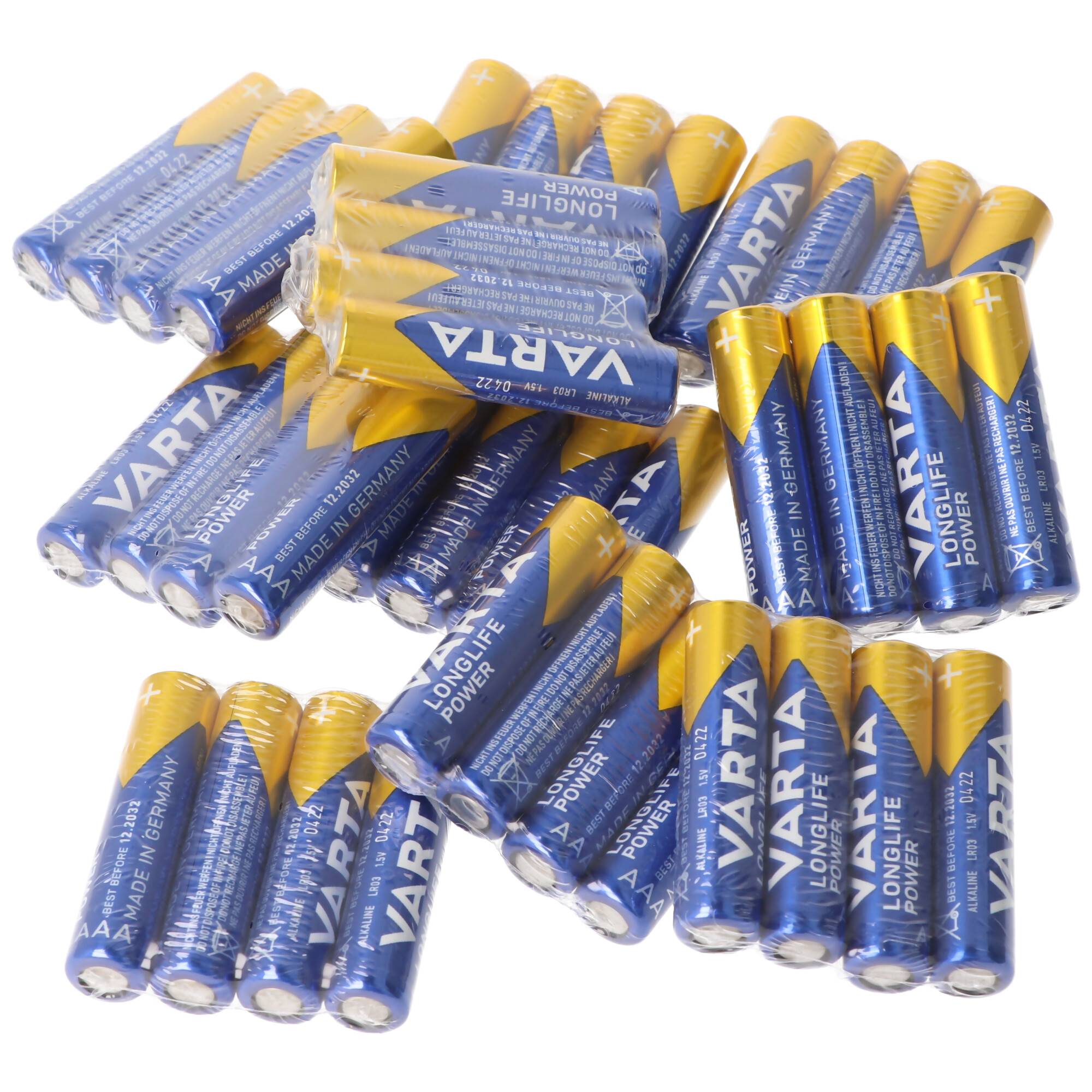 40 Stück Varta Longlife Power Batterie Alkaline, Micro, AAA, LR03, 1.5V