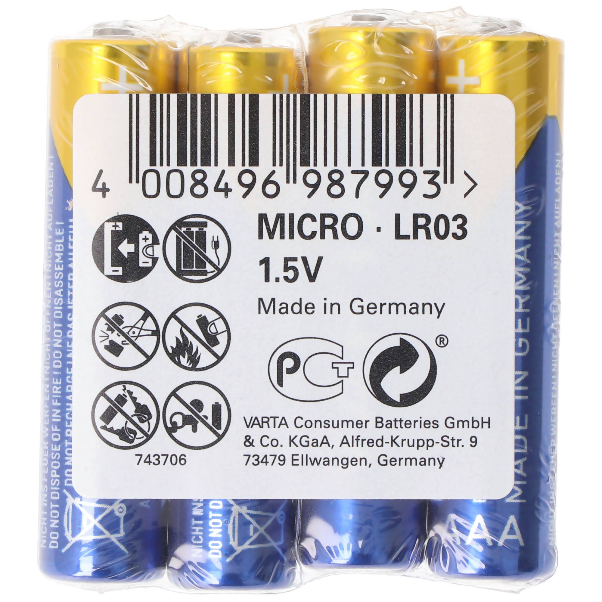 40 Stück Varta Longlife Power Batterie Alkaline, Micro, AAA, LR03, 1.5V