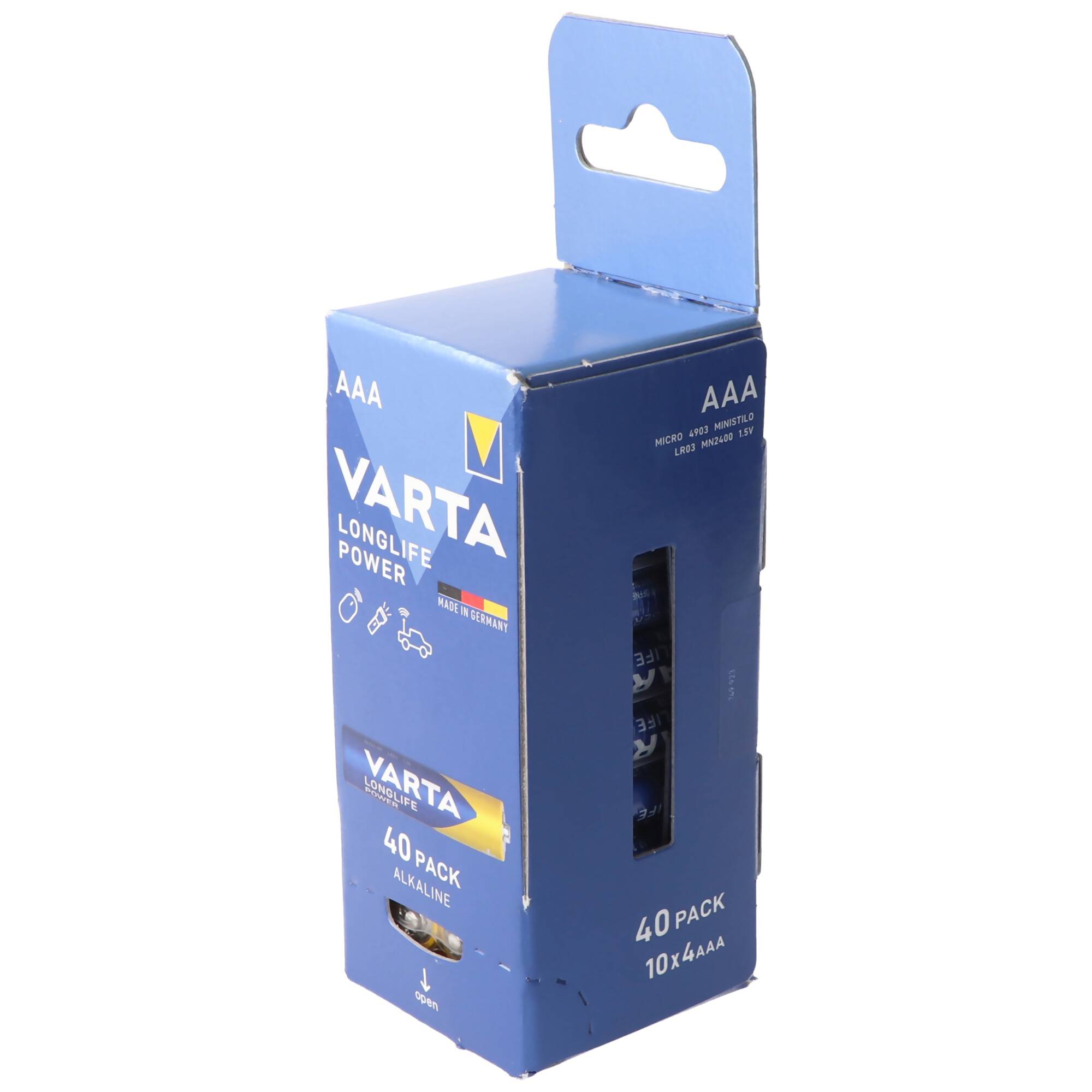 40 Stück Varta Longlife Power Batterie Alkaline, Micro, AAA, LR03, 1.5V