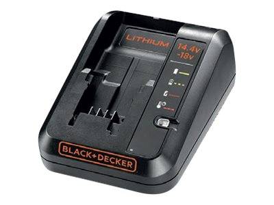 Black+Decker Lithium-Ladegerät für 14,4V-18V Batterien mit LED-Ladeanzeigen.