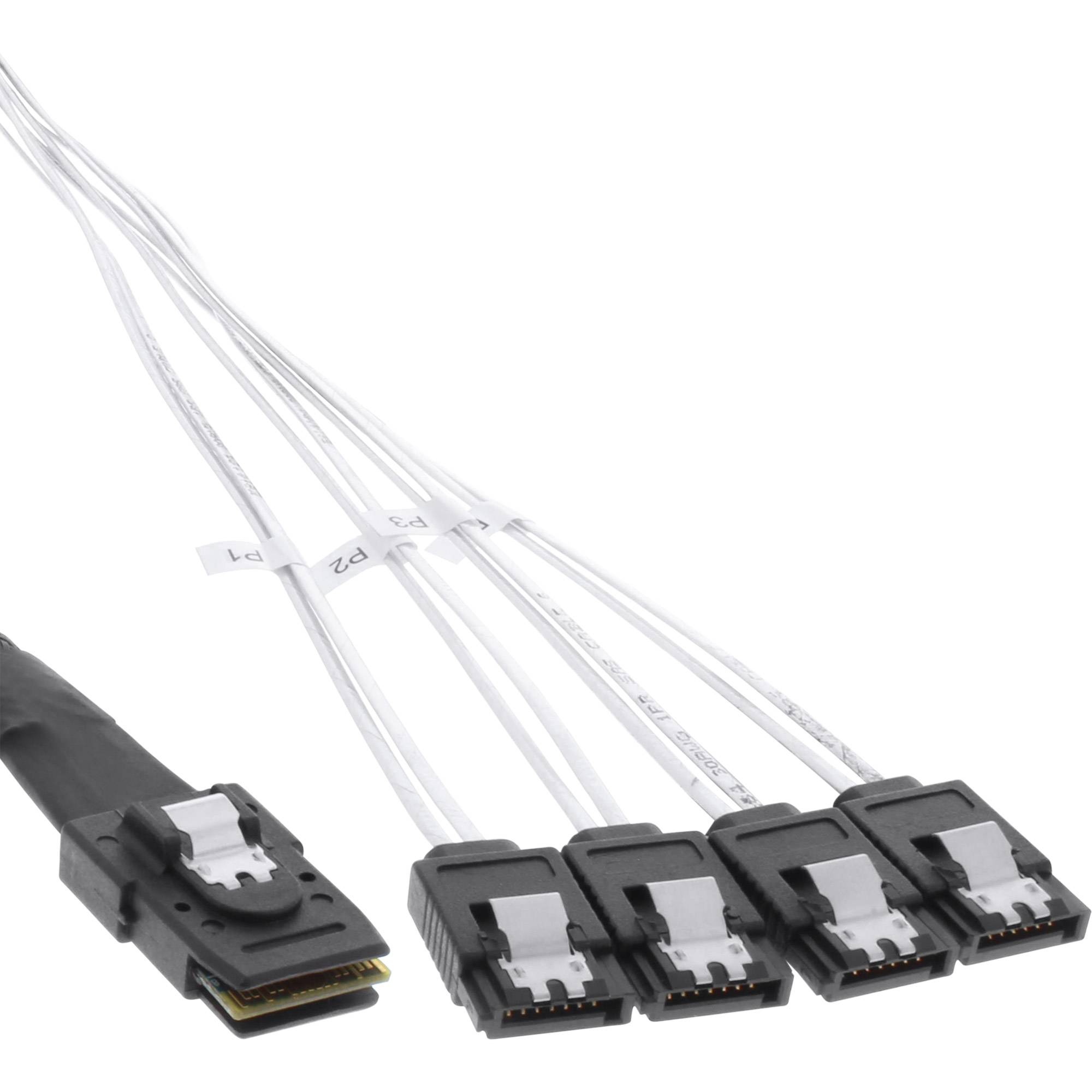 INLINE - SAS Anschlusskabel - Mini SAS SFF8087 an 4x SATA - Crossover - OCF - 0,5m