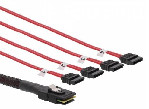 INLINE - SAS Anschlusskabel - Mini SAS SFF8087 an 4x SATA - Crossover - OCF - 0,5m