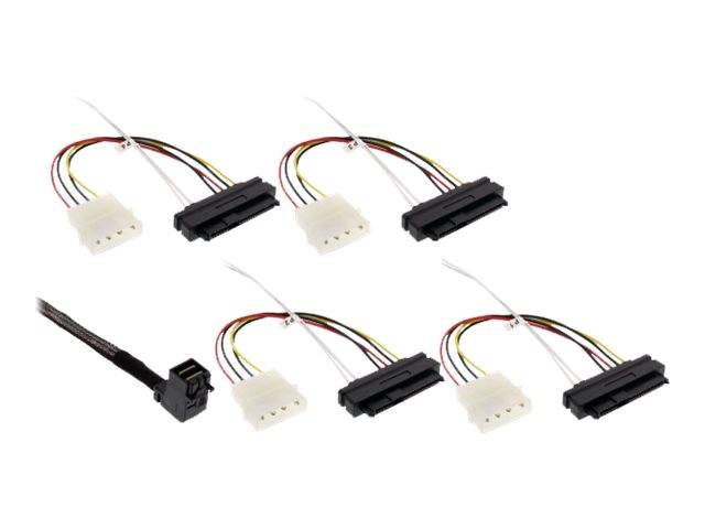 INLINE - Mini SAS HD Kabel - SFF-8643 zu 4x SFF-8482 (29-pol.) + Strom - 0,5m