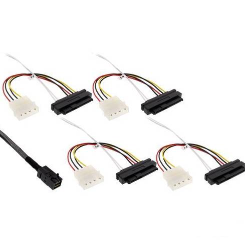 INLINE - Mini SAS HD Kabel - SFF-8643 zu 4x SFF-8482 (29-pol.) + Strom - 0,5m