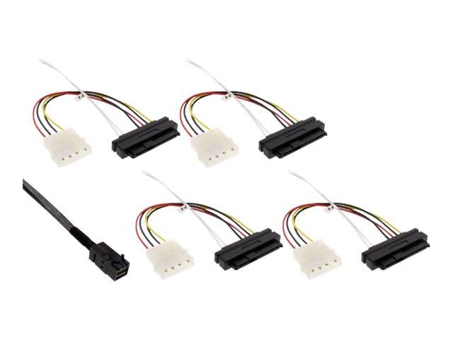 INLINE - Mini SAS HD Kabel - SFF-8643 zu 4x SFF-8482 (29-pol.) + Strom - 1m