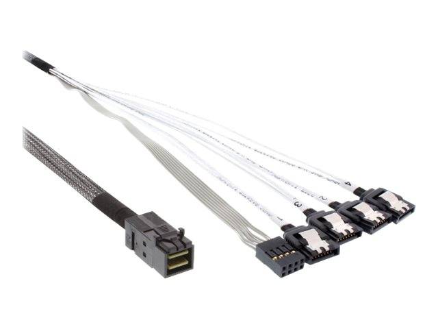 INLINE - Mini SAS HD Kabel - SFF-8643 zu 4x SATA + Sideband - 1m