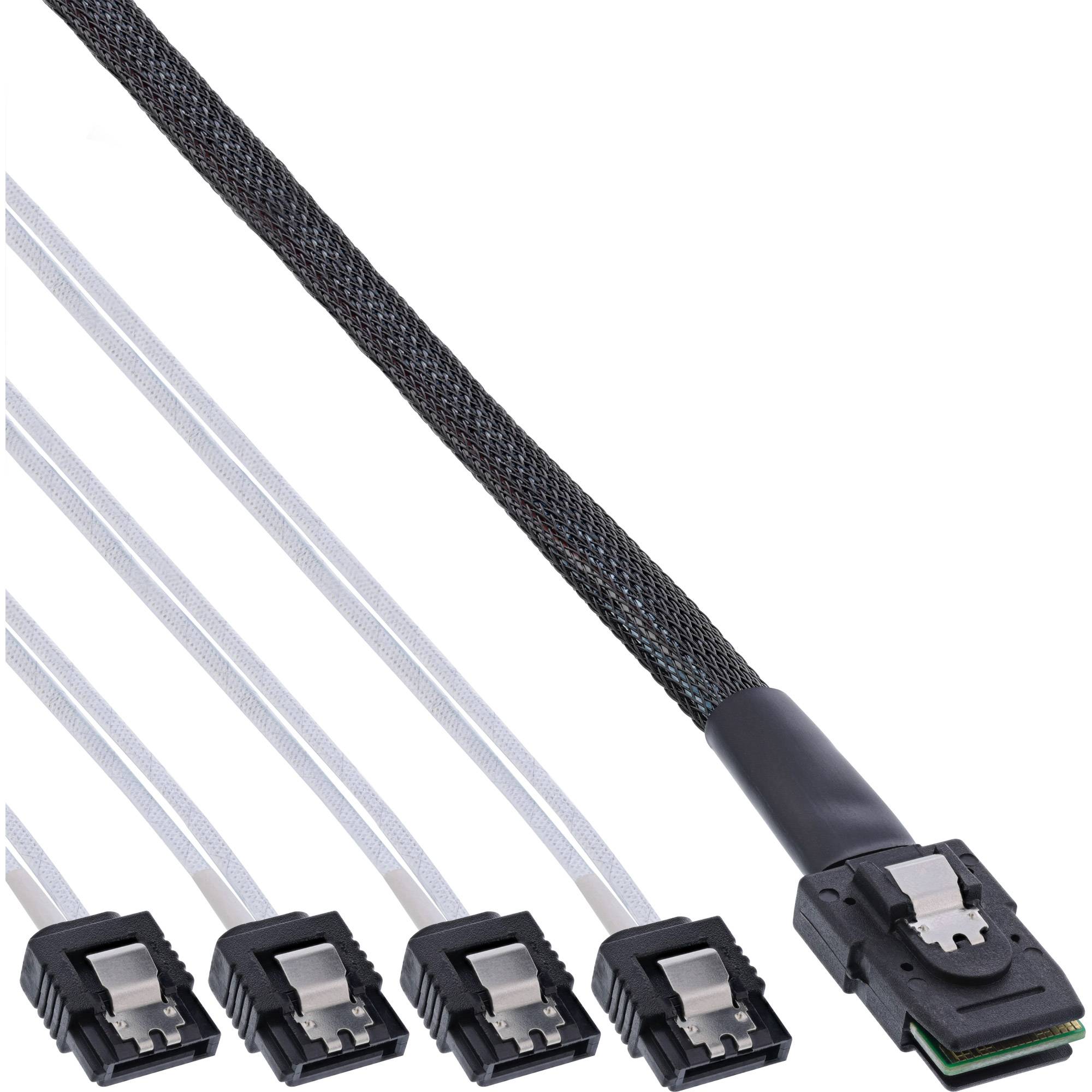 INLINE - SAS Anschlusskabel - Mini-SAS SFF-8087 an 4x SATA - 1:1 - OCR - 0,5m