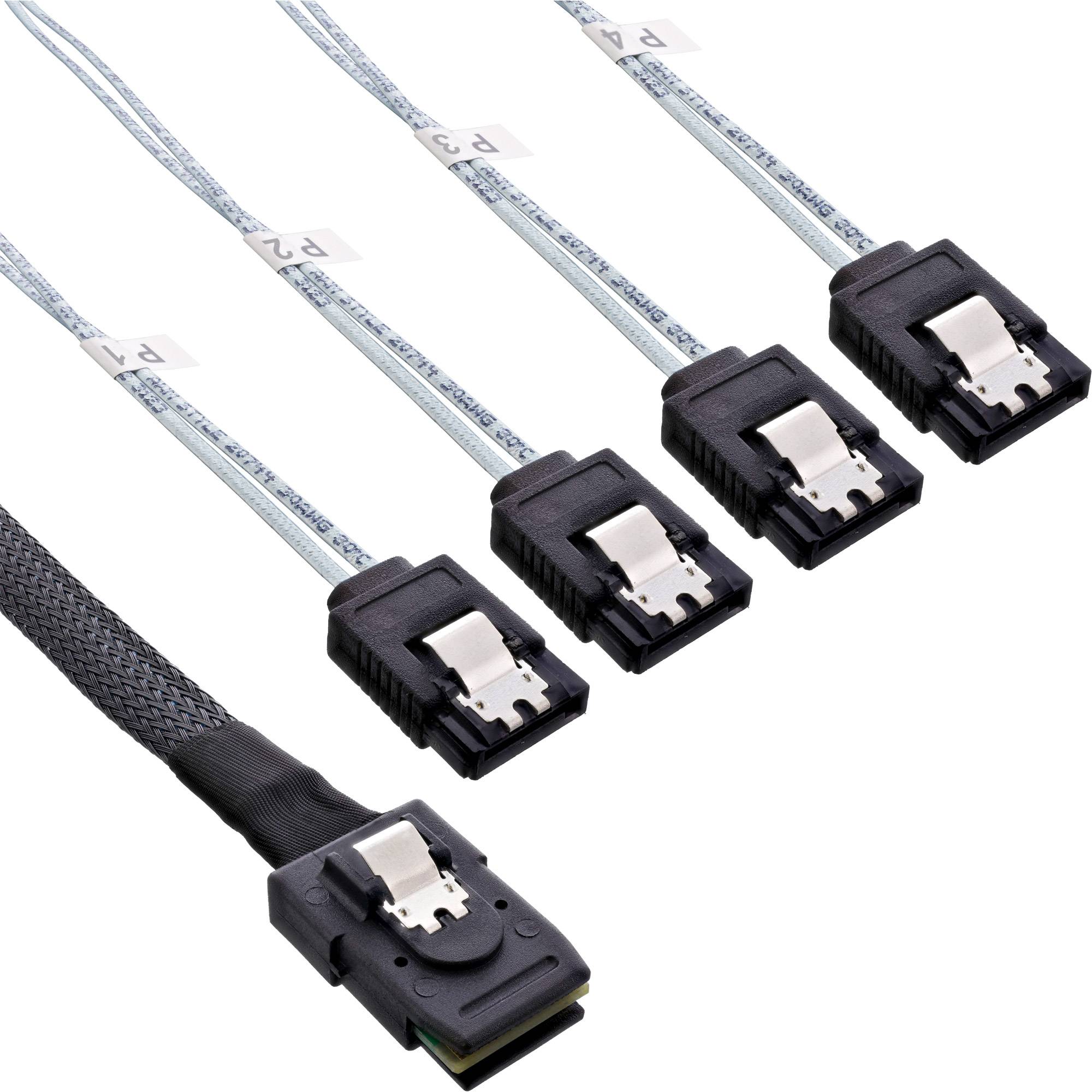 INLINE - SAS Anschlusskabel - Mini SAS SFF8087 an 4x SATA - Crossover - OCF - 0,75m