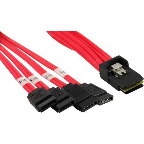 INLINE - SAS Anschlusskabel - Mini SAS SFF8087 an 4x SATA - Crossover - OCF - 0,75m