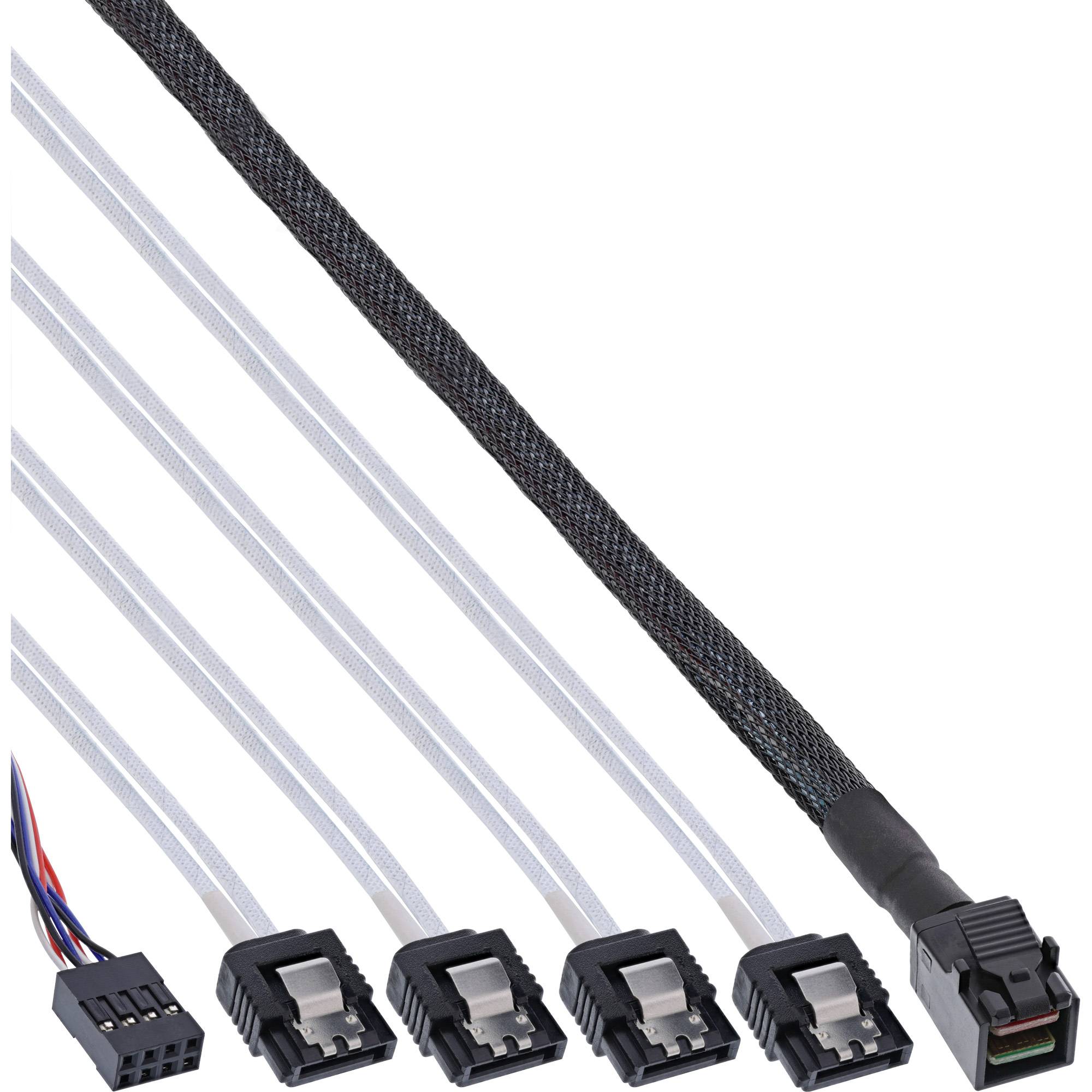 INLINE - Mini SAS HD Kabel - SFF-8643 zu 4x SATA + Sideband - 1m