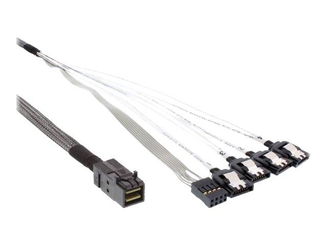 INLINE - Mini SAS HD Kabel - SFF-8643 zu 4x SATA + Sideband - 0,5m