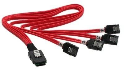 INLINE - SAS Anschlusskabel - Mini-SAS SFF-8087 an 4x SATA - 1:1 - OCR - 0,75m