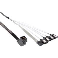 INLINE - Mini SAS HD Kabel - SFF-8643 gewinkelt zu 4x SATA + Sideband - 0,5m
