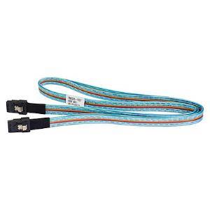 Flaches blaues Kabel mit schwarzen Steckern an beiden Enden, aufgerollt auf weißem Hintergrund dargestellt.