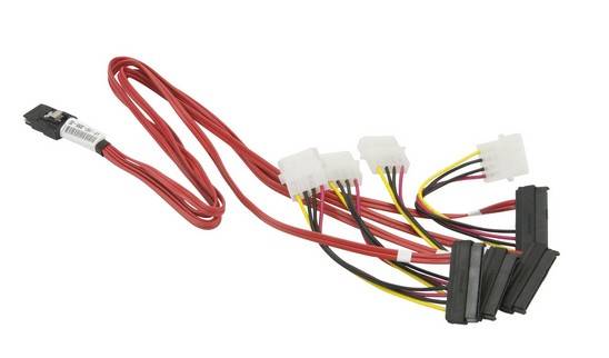 Supermicro CBL-0309L, 0,6 m, MiniSAS, 4x SAS/SATA, Männlich/Männlich, Rot