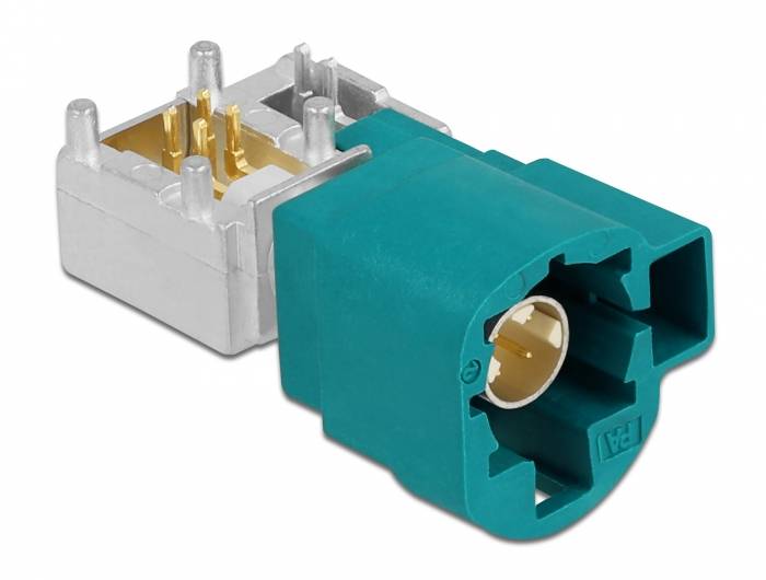 DeLOCK 90358, HSD Z, Männlich, 90°, Gold, Blau, Messing