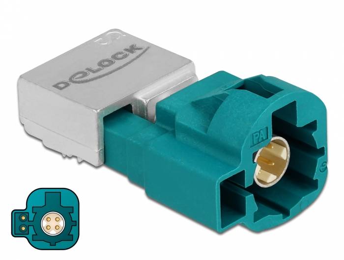 DeLOCK 90358, HSD Z, Männlich, 90°, Gold, Blau, Messing